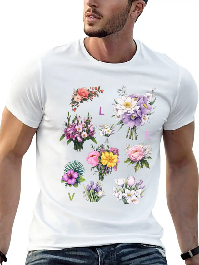Romantic Petals Lightweight Cotton T-Shirt – Daily Comfort Graphic Shirt