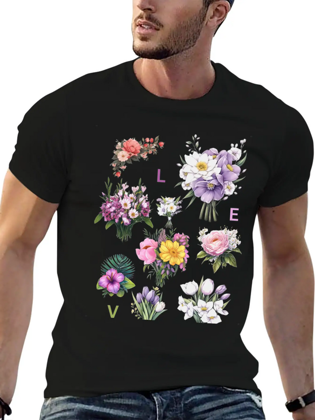 Romantic Petals Lightweight Cotton T-Shirt – Daily Comfort Graphic Shirt