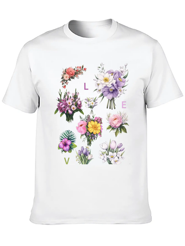 Romantic Petals Lightweight Cotton T-Shirt – Daily Comfort Graphic Shirt