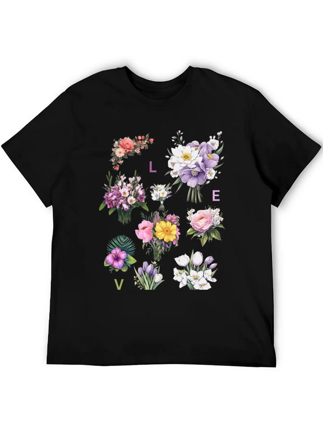 Romantic Petals Lightweight Cotton T-Shirt – Daily Comfort Graphic Shirt