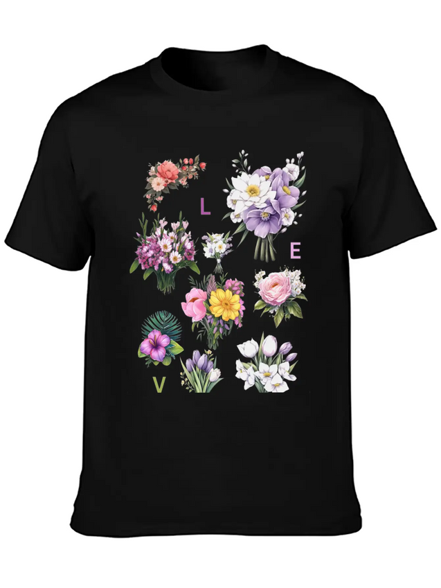 Romantic Petals Lightweight Cotton T-Shirt – Daily Comfort Graphic Shirt