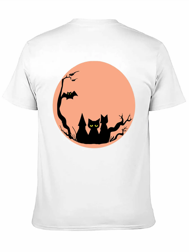 Sad Cat Halloween Vector Lightweight Cotton T-Shirt – Daily Comfort Graphic Shirt