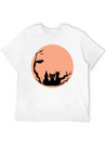 Sad Cat Halloween Vector Lightweight Cotton T-Shirt – Daily Comfort Graphic Shirt