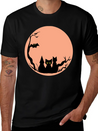 Sad Cat Halloween Vector Lightweight Cotton T-Shirt – Daily Comfort Graphic Shirt