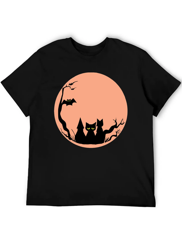 Sad Cat Halloween Vector Lightweight Cotton T-Shirt – Daily Comfort Graphic Shirt