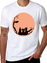 Sad Cat Halloween Vector Lightweight Cotton T-Shirt – Daily Comfort Graphic Shirt