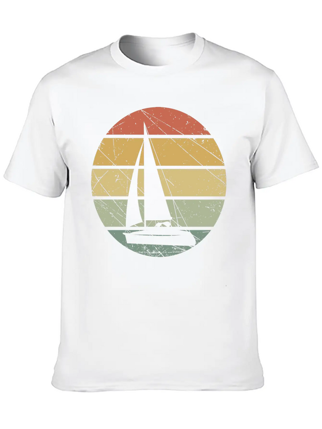 Sailing Retro Lightweight Cotton T-Shirt – Daily Comfort Graphic Shirt