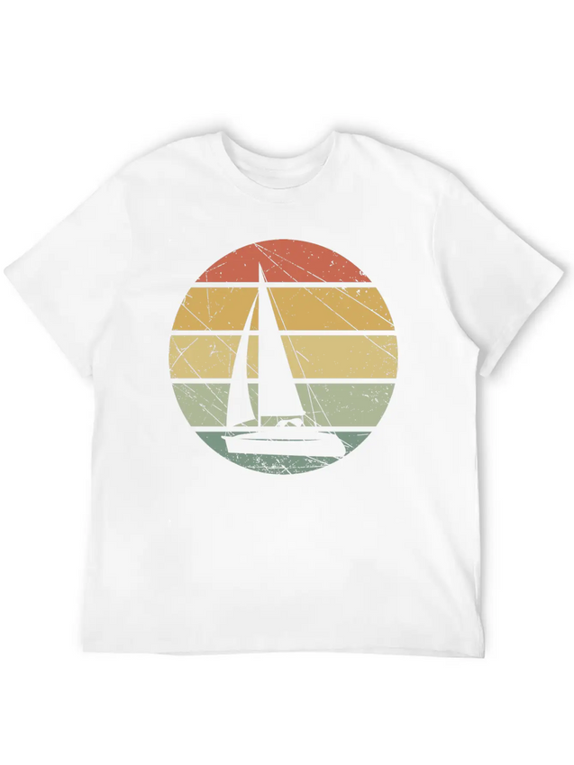 Sailing Retro Lightweight Cotton T-Shirt – Daily Comfort Graphic Shirt