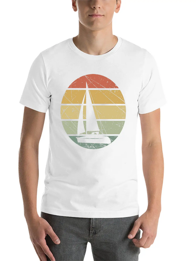 Sailing Retro Lightweight Cotton T-Shirt – Daily Comfort Graphic Shirt