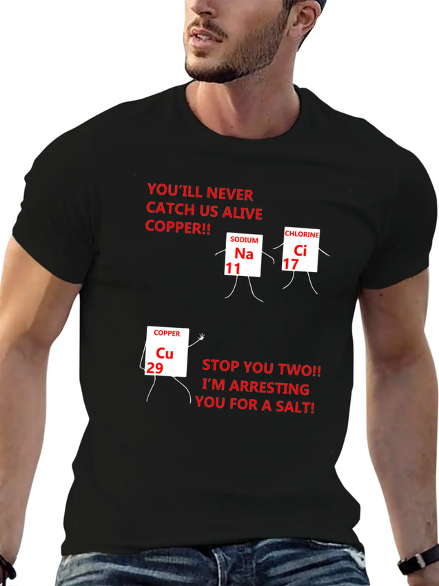 Salt And Copper Chemistry Periodic Table Funny Lightweight Cotton T-Shirt – Daily Comfort Graphic Shirt