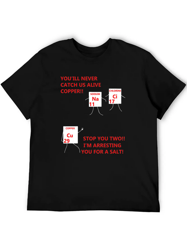 Salt And Copper Chemistry Periodic Table Funny Lightweight Cotton T-Shirt – Daily Comfort Graphic Shirt