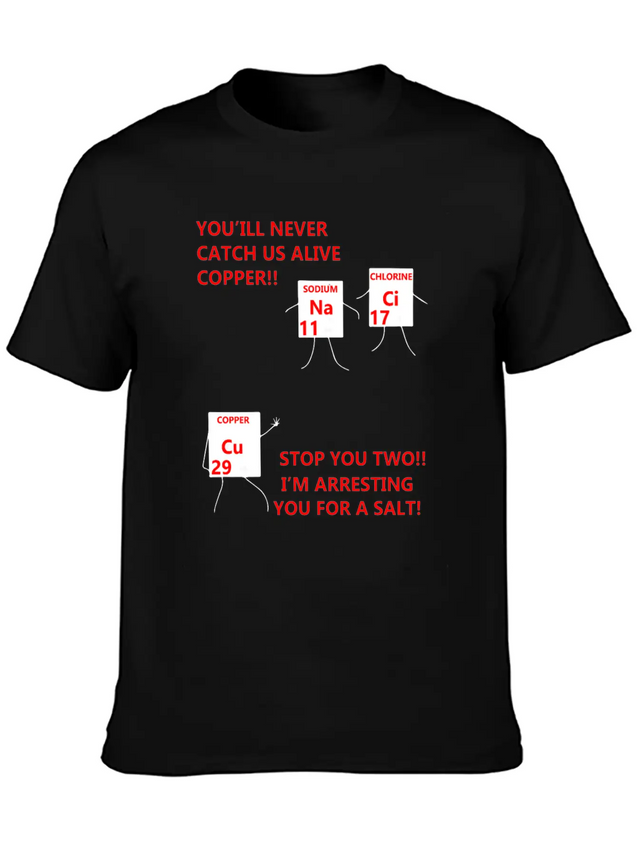 Salt And Copper Chemistry Periodic Table Funny Lightweight Cotton T-Shirt – Daily Comfort Graphic Shirt