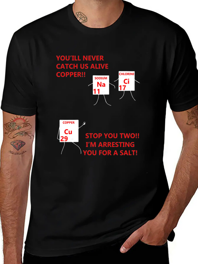 Salt And Copper Chemistry Periodic Table Funny Lightweight Cotton T-Shirt – Daily Comfort Graphic Shirt
