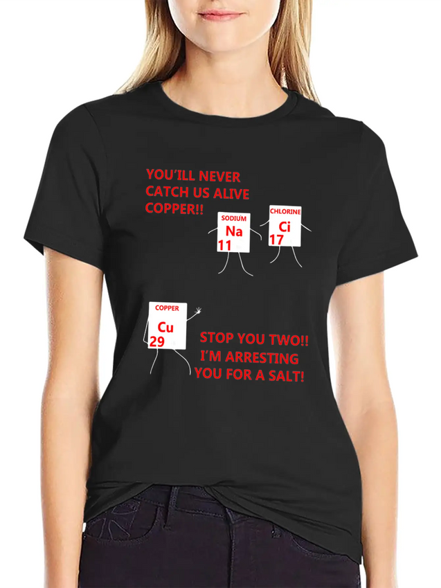 Salt And Copper Chemistry Periodic Table Funny Lightweight Cotton T-Shirt – Daily Comfort Graphic Shirt