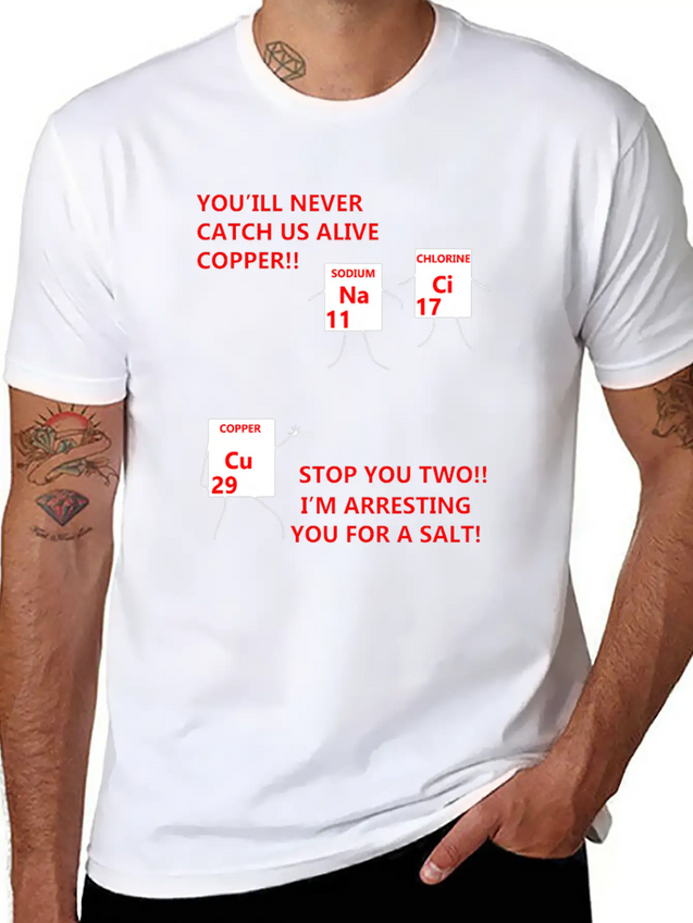 Salt And Copper Chemistry Periodic Table Funny Lightweight Cotton T-Shirt – Daily Comfort Graphic Shirt