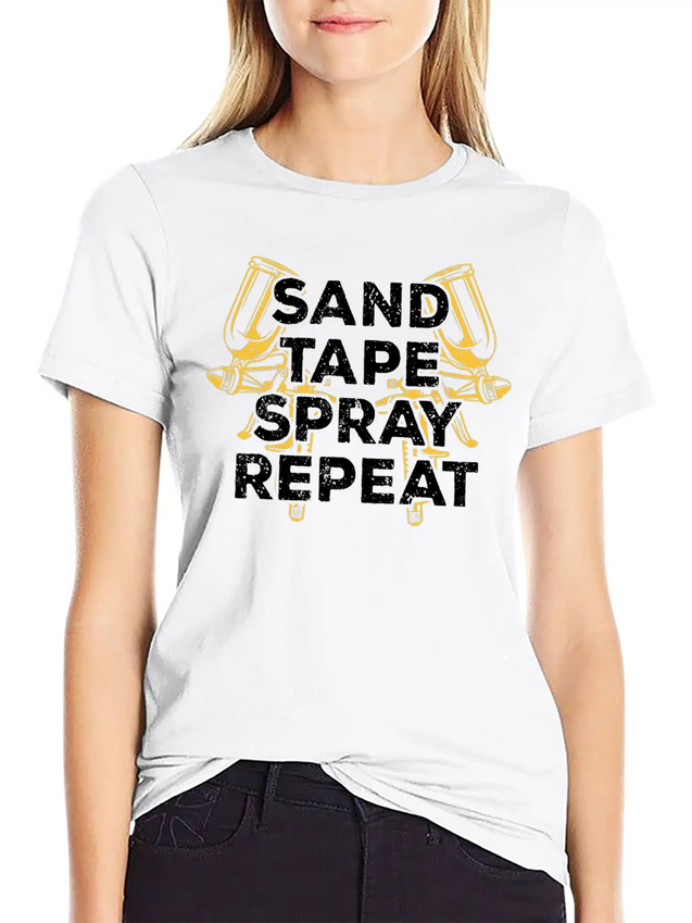Sand Tape Spray Repeat Auto Body Painter Lightweight Cotton T-Shirt – Daily Comfort Graphic Shirt