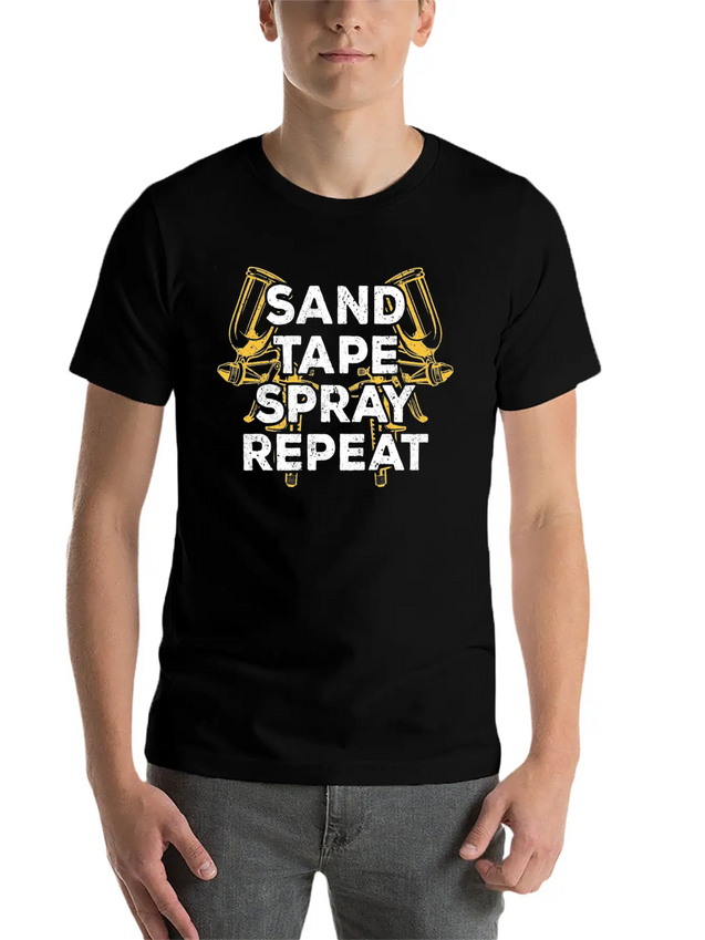 Sand Tape Spray Repeat Auto Body Painter Lightweight Cotton T-Shirt – Daily Comfort Graphic Shirt