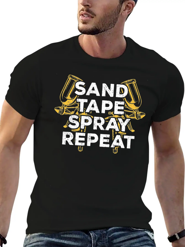 Sand Tape Spray Repeat Auto Body Painter Lightweight Cotton T-Shirt – Daily Comfort Graphic Shirt
