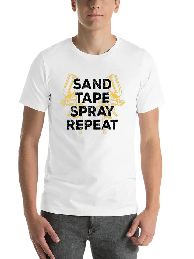 Sand Tape Spray Repeat Auto Body Painter Lightweight Cotton T-Shirt – Daily Comfort Graphic Shirt