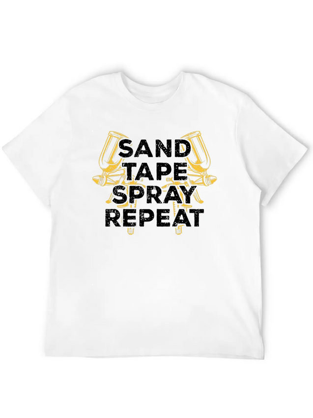 Sand Tape Spray Repeat Auto Body Painter Lightweight Cotton T-Shirt – Daily Comfort Graphic Shirt