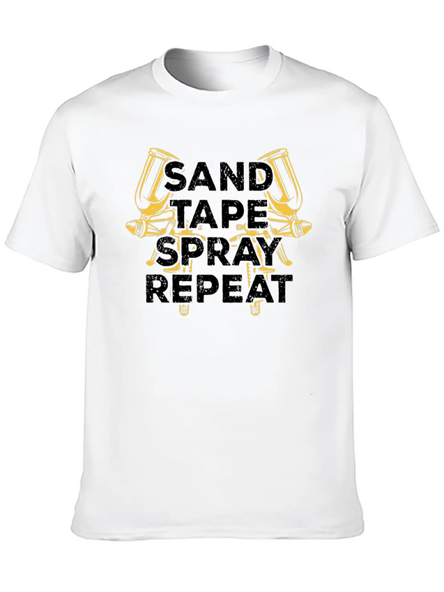 Sand Tape Spray Repeat Auto Body Painter Lightweight Cotton T-Shirt – Daily Comfort Graphic Shirt