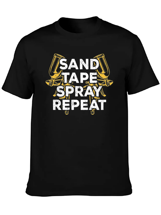 Sand Tape Spray Repeat Auto Body Painter Lightweight Cotton T-Shirt – Daily Comfort Graphic Shirt