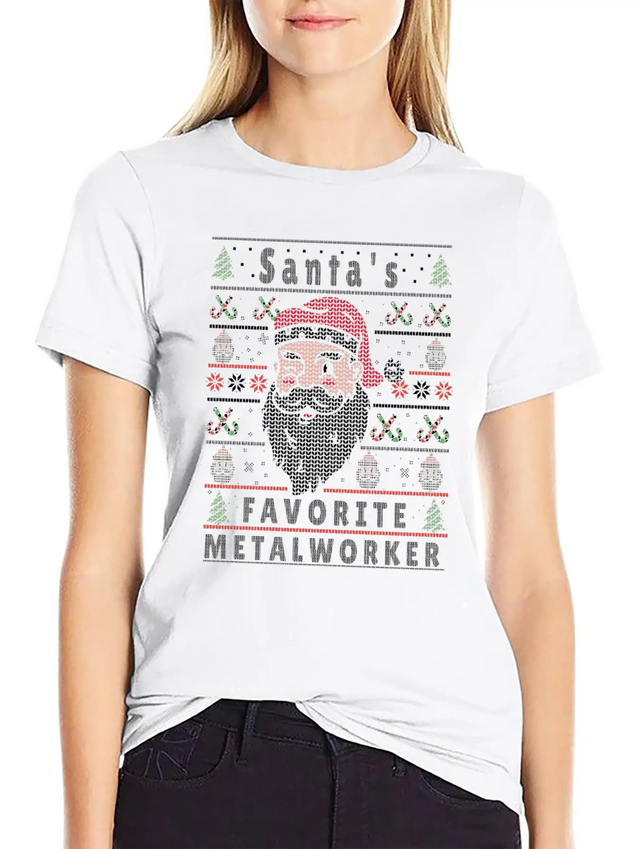 Santas XMAS Ugly Christmas Metalworker Lightweight Cotton T-Shirt – Daily Comfort Graphic Shirt