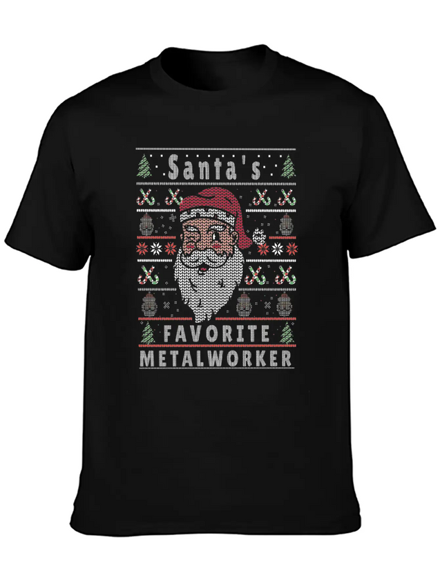 Santas XMAS Ugly Christmas Metalworker Lightweight Cotton T-Shirt – Daily Comfort Graphic Shirt