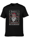 Santas XMAS Ugly Christmas Metalworker Lightweight Cotton T-Shirt – Daily Comfort Graphic Shirt
