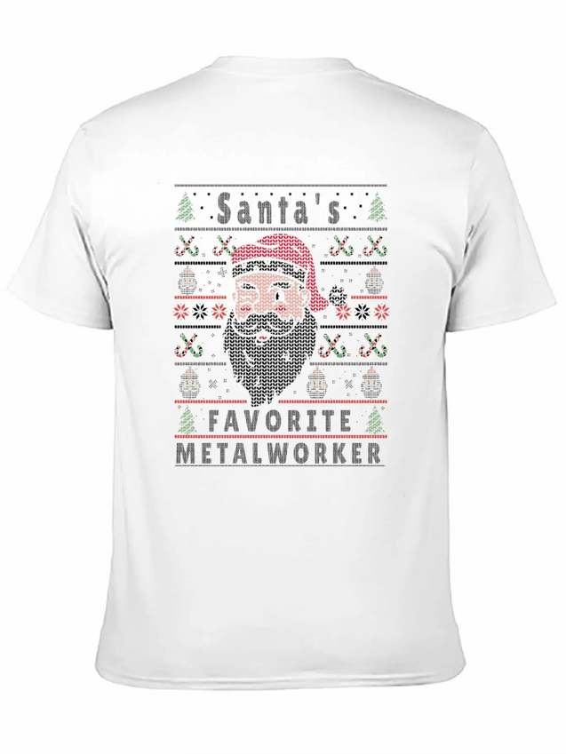 Santas XMAS Ugly Christmas Metalworker Lightweight Cotton T-Shirt – Daily Comfort Graphic Shirt