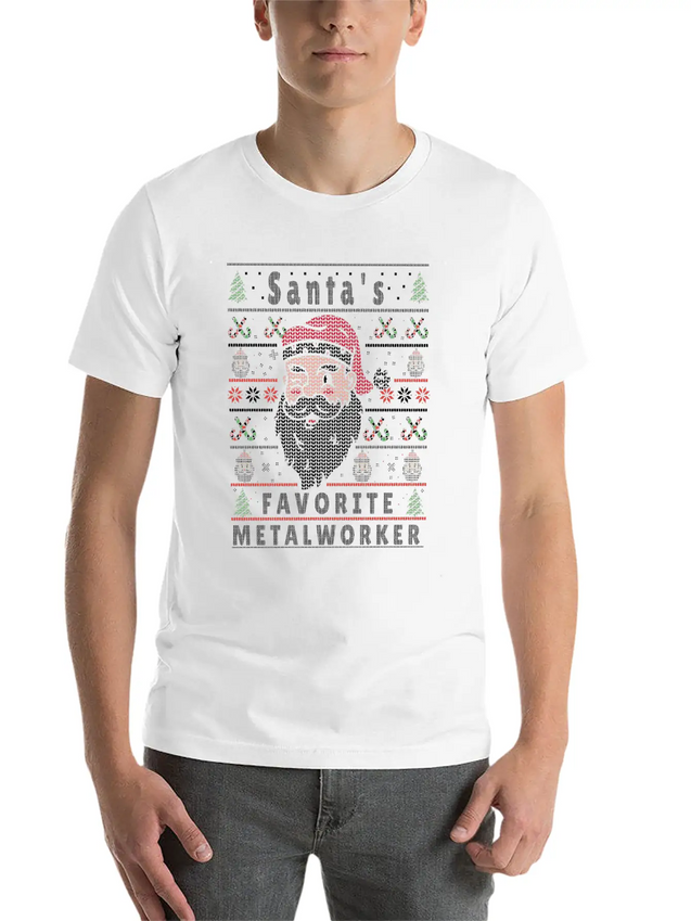 Santas XMAS Ugly Christmas Metalworker Lightweight Cotton T-Shirt – Daily Comfort Graphic Shirt