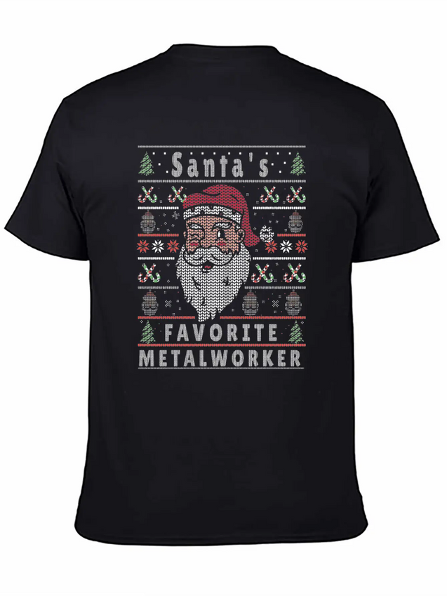 Santas XMAS Ugly Christmas Metalworker Lightweight Cotton T-Shirt – Daily Comfort Graphic Shirt