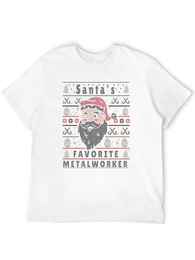 Santas XMAS Ugly Christmas Metalworker Lightweight Cotton T-Shirt – Daily Comfort Graphic Shirt