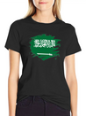 Saudi ArabiaPaint Splatter Flag Saudi Arabian Lightweight Cotton T-Shirt – Daily Comfort Graphic Shirt