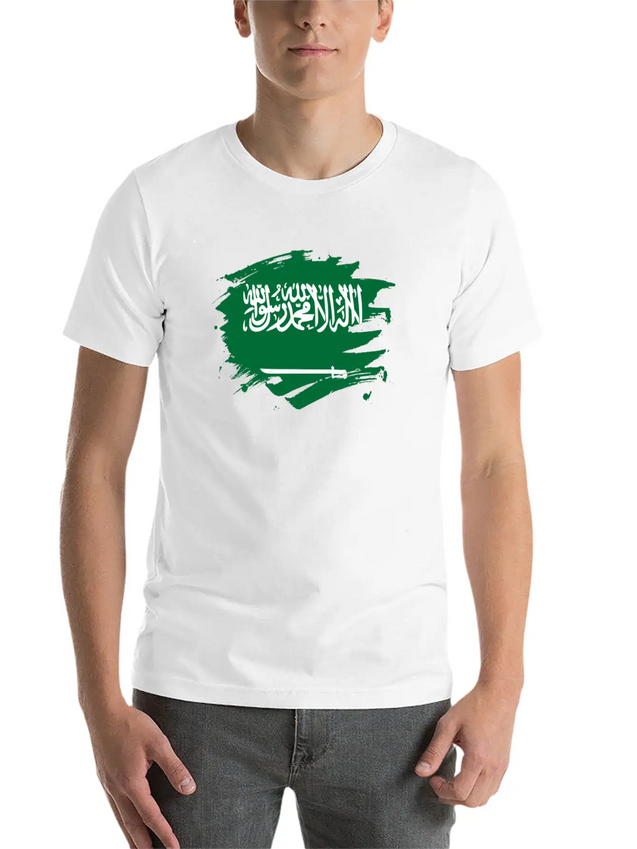 Saudi ArabiaPaint Splatter Flag Saudi Arabian Lightweight Cotton T-Shirt – Daily Comfort Graphic Shirt