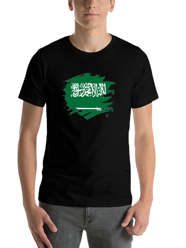 Saudi ArabiaPaint Splatter Flag Saudi Arabian Lightweight Cotton T-Shirt – Daily Comfort Graphic Shirt