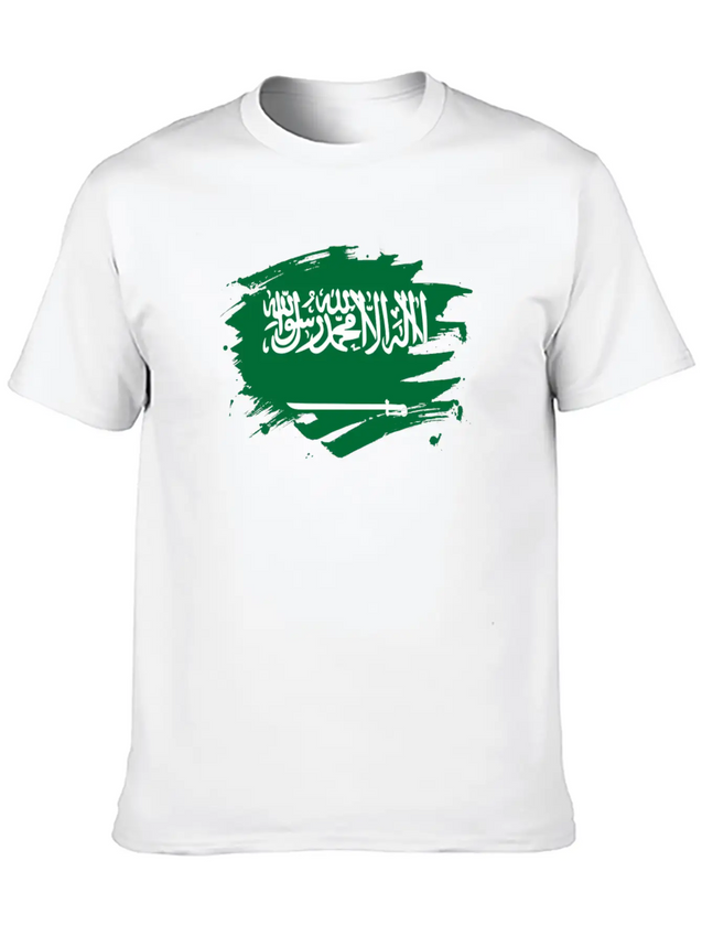 Saudi ArabiaPaint Splatter Flag Saudi Arabian Lightweight Cotton T-Shirt – Daily Comfort Graphic Shirt