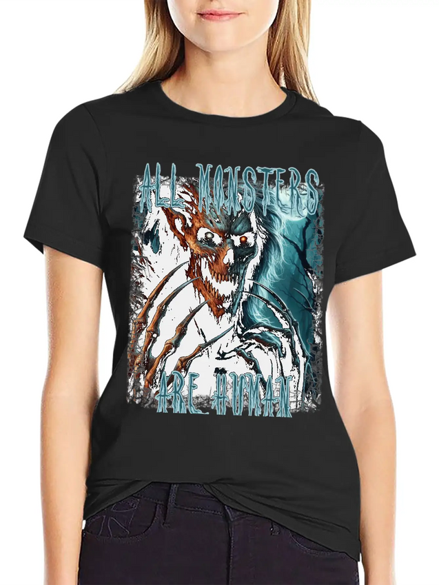 Scary Creepy Horror Undead Monster, Demon Or Ghoul Lightweight Cotton T-Shirt – Daily Comfort Graphic Shirt