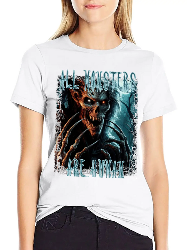 Scary Creepy Horror Undead Monster, Demon Or Ghoul Lightweight Cotton T-Shirt – Daily Comfort Graphic Shirt