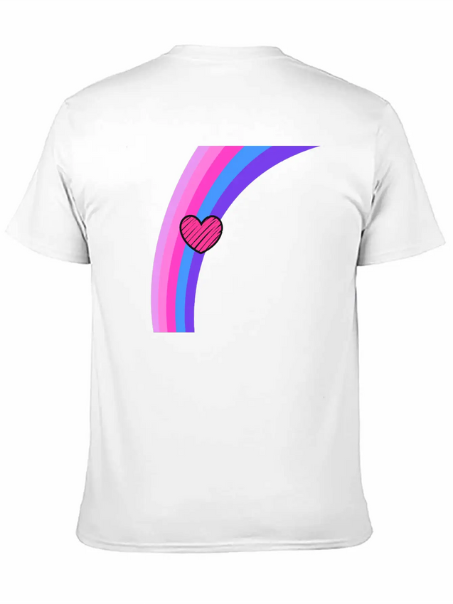 Scribbly Heart Magenta Rainbow Lightweight Cotton T-Shirt – Daily Comfort Graphic Shirt