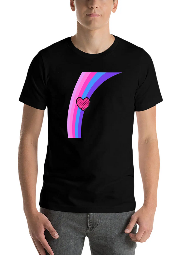 Scribbly Heart Magenta Rainbow Lightweight Cotton T-Shirt – Daily Comfort Graphic Shirt