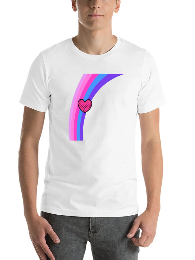 Scribbly Heart Magenta Rainbow Lightweight Cotton T-Shirt – Daily Comfort Graphic Shirt