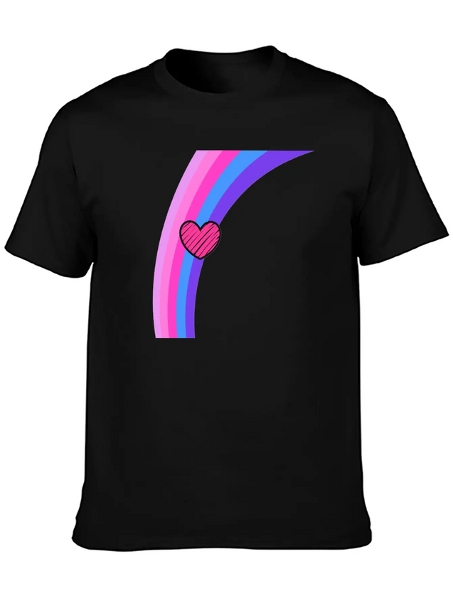 Scribbly Heart Magenta Rainbow Lightweight Cotton T-Shirt – Daily Comfort Graphic Shirt