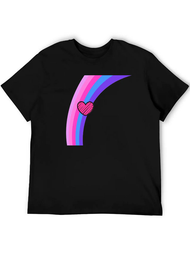 Scribbly Heart Magenta Rainbow Lightweight Cotton T-Shirt – Daily Comfort Graphic Shirt