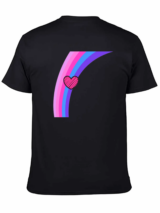 Scribbly Heart Magenta Rainbow Lightweight Cotton T-Shirt – Daily Comfort Graphic Shirt