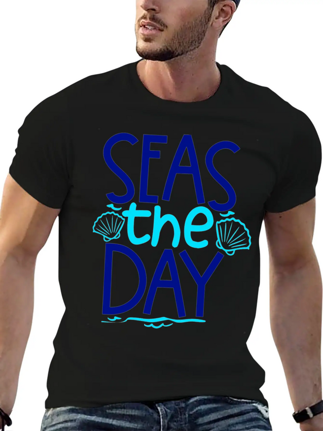 Seas The Day Lightweight Cotton T-Shirt – Daily Comfort Graphic Shirt
