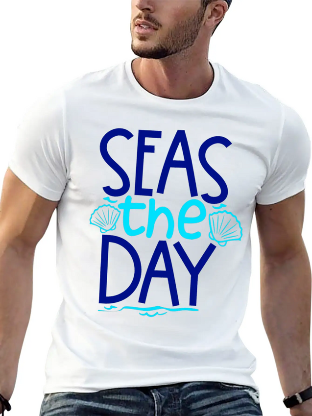 Seas The Day Lightweight Cotton T-Shirt – Daily Comfort Graphic Shirt