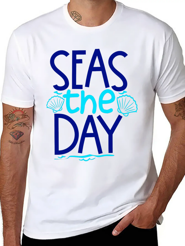 Seas The Day Lightweight Cotton T-Shirt – Daily Comfort Graphic Shirt