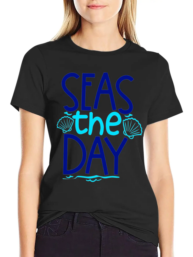 Seas The Day Lightweight Cotton T-Shirt – Daily Comfort Graphic Shirt