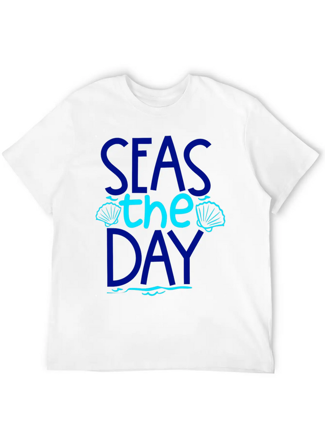 Seas The Day Lightweight Cotton T-Shirt – Daily Comfort Graphic Shirt